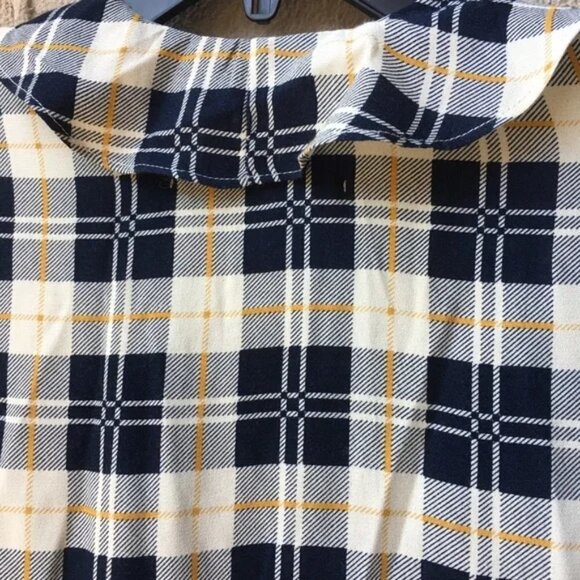 Reformation Lee Top Navy Tartan Plaid Wrap Blouse - Picture 12 of 13